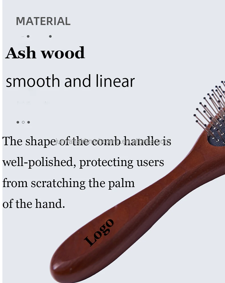 oem wooden hairbrush fashion metal bristle