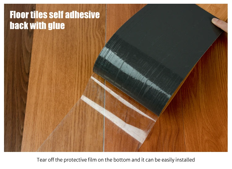 Fireproof Wood Design Vinyl Floor Stickers with 152.4*914.4mm Size for Indoor Use