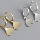 Hoop Heart 925 Silver Hoop Earring Shinny Heart Shape 1MC Rhodium And Gold Plated