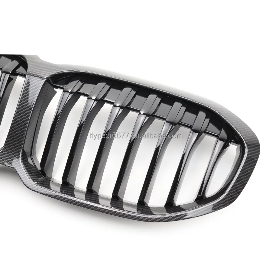 product tiypeor line front bumper center kidney grill for bmw 1 series f40 2020 2023 facelift grille black carbon 3 color sport style-8