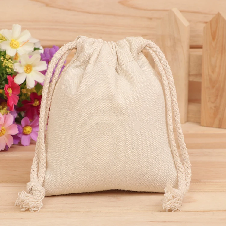 eco-friendly reusable cotton drawstring cotton