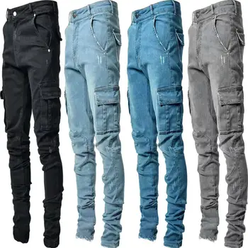 Jeans manufacturer wholesale2024 men denim Pants fit slim skinny men jeans Side Pocket casual trousers men's jeans summer