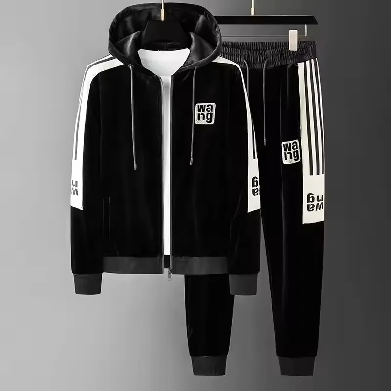 Men's Tracksuits Set Full Zip Jacket Hoodie Sweatsuit Running Sport Pants Outfits for Men with Zipper Pockets