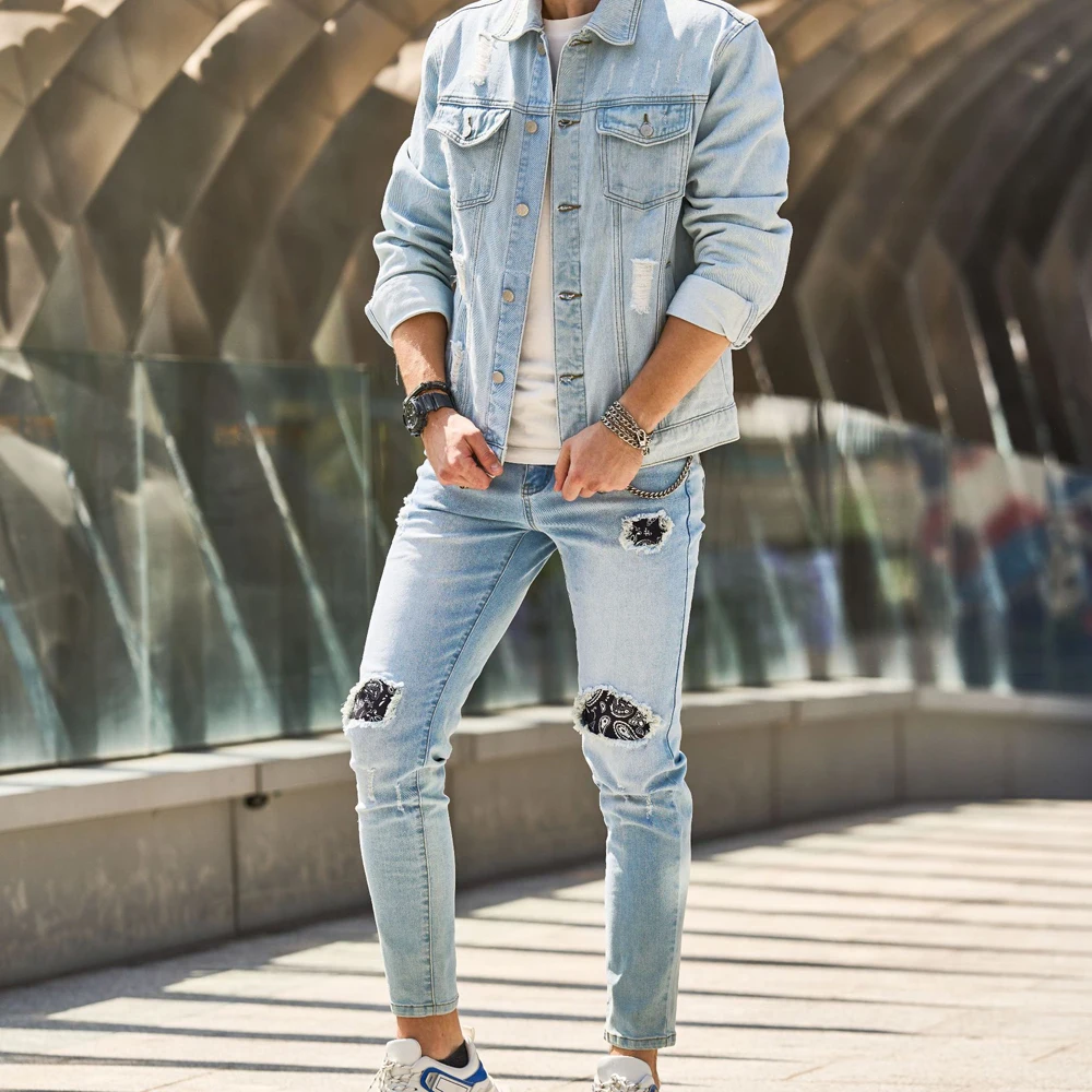 Trendy Oversized Vintage Denim Shirt Jacket for Men Chic Streetwear Work Coat