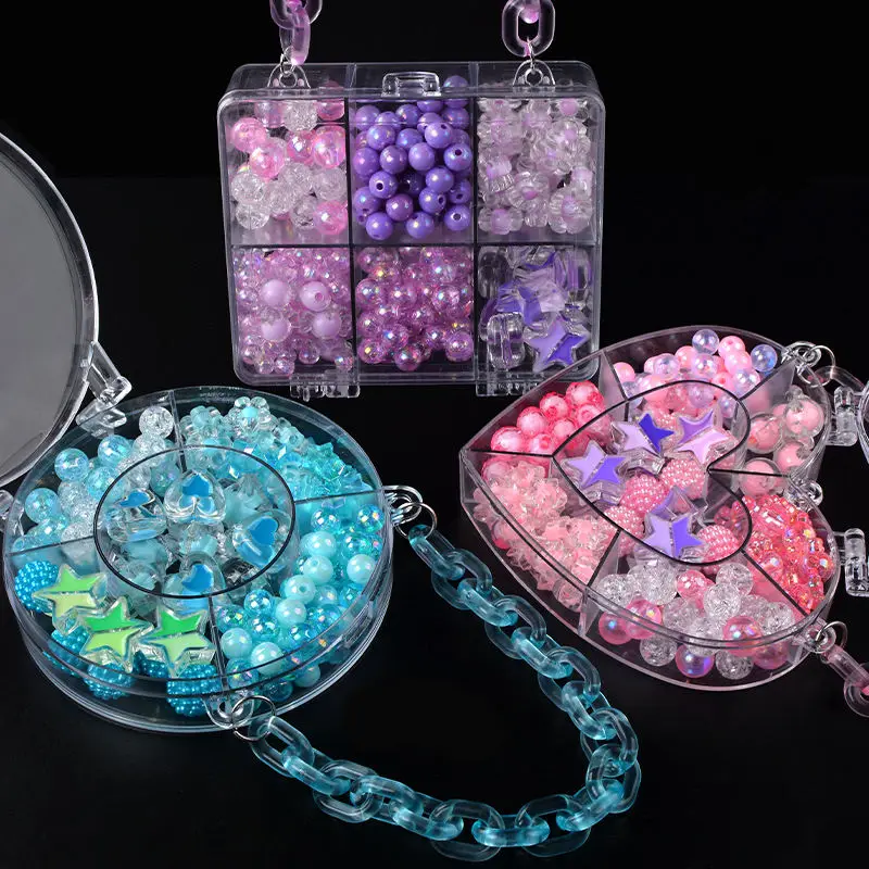 Pink Purple Blue Beads For Jewelry Making Acrylic Beads Kids Diy Handmade Beading Supplies