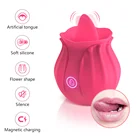 Sex Adult Womens Sex Toy Licking Clitoral Tongue Sucking Petal Shaped Flower Pink Rose Vibrator