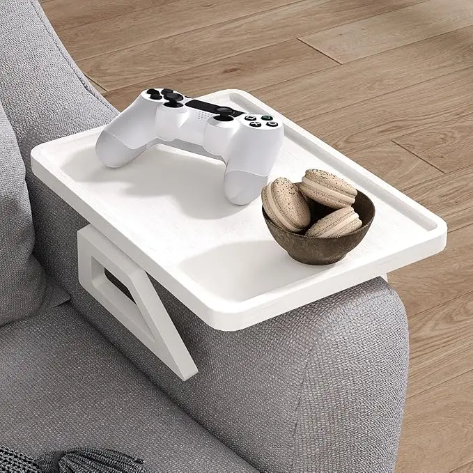 product bamboo clip on sofa table foldable armrest tray lacquer finish for holding drinks mobile phones sofa arm holder for living room-11