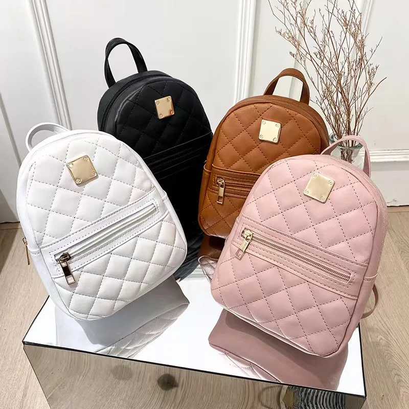 Pure colour backpack 2024 ladies bag fashion shoulder bag female fresh and sweet student bag women school girls lager travel