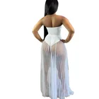 Summer Sexy Women's Clothing Summer Wrapped Chest One-piece Sexy Mesh See-through Long Dress