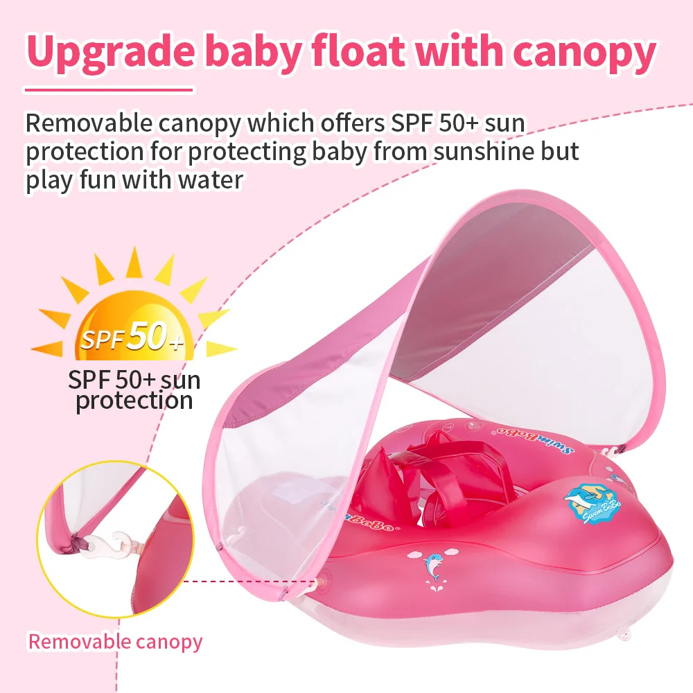 Swimbobo Inflatable Newborn Baby Swimming Floats Wholesale Summer Kids Swim Inflatable Water Float Ring With Canopy