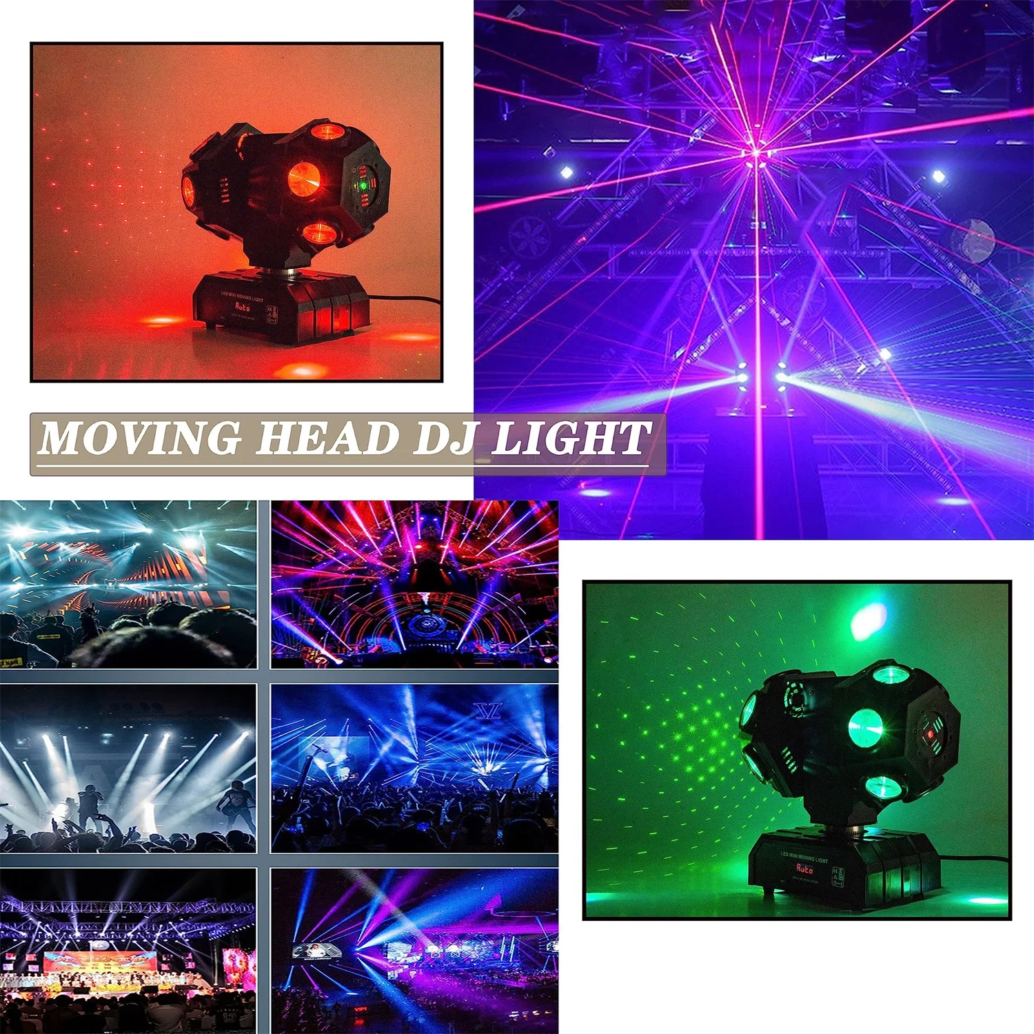 RGBW DMX512 Moving Head DJ Light Rotatable Stage Projection Lights Sound Activated KTV Disco Party Wedding Ambient Led Light