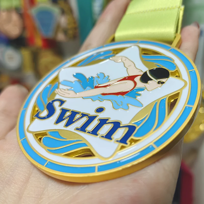 Antique Modern Traditional Style Custom Gold 3D Metal Medal High Quality for Swim Run Soccer & Football Sports supplier