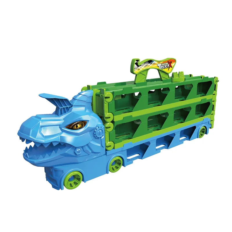 EPT New Arrival Education Toy Car Folding Rail Dinosaur Truck DeformationTransport Carrier Truck Ejection Car Toy For Kids
