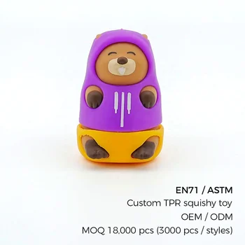 Custom TPR Squishy Beaver Design Fidget Stress Toy OEM/ODM Soft Squeeze Stress Relief Toy with MOQ 18000pcs
