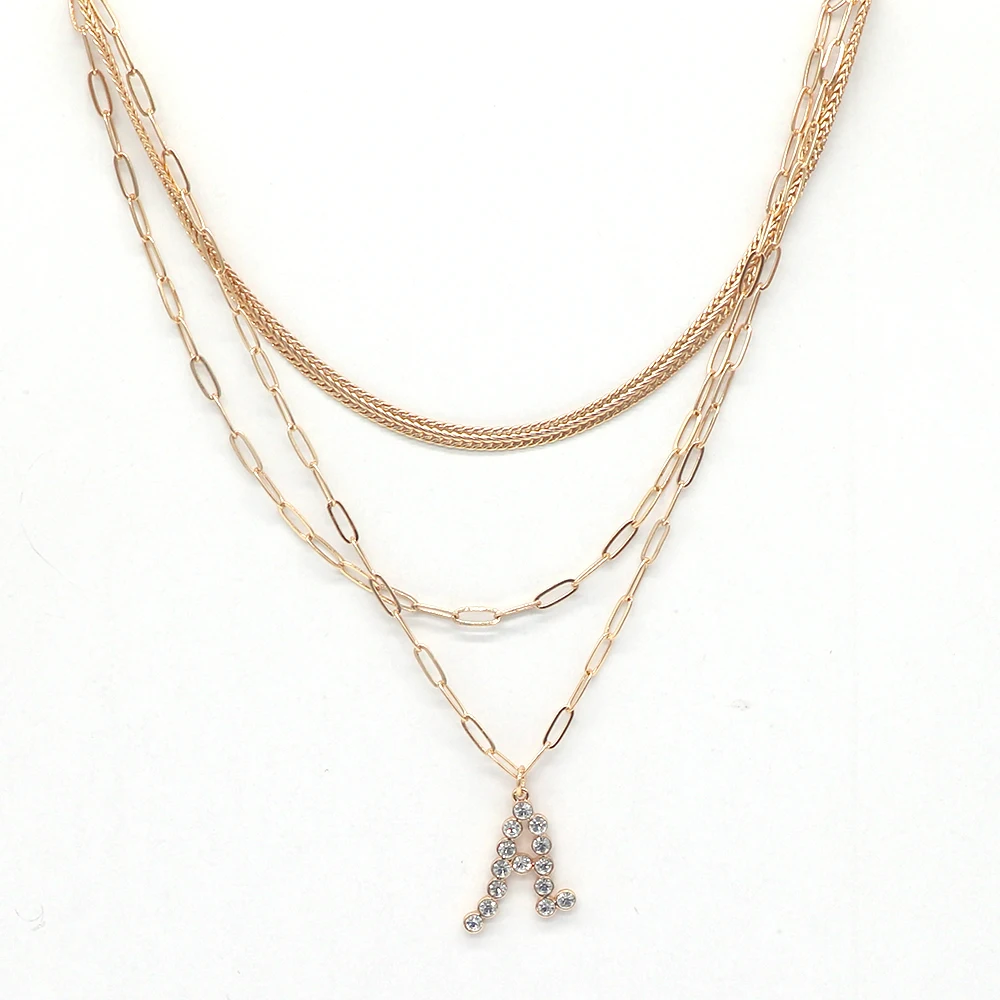 Buy Alphabet Pave Pendant,Triple Chains 