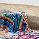 Mexican American Style Nordic Mexican Table Runner Rainbow Blanket American Style Tablecloth Beach Mat