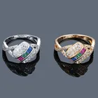 Blue Ring Rainbow Series Red Blue Emerald Ring Wild Square Line Accessories Spot Rainbow Ring