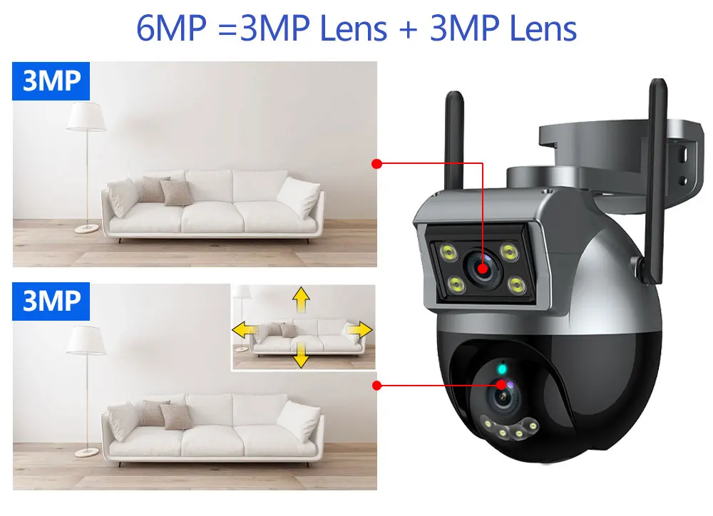 6MP Dual Lens cctv Camera Wifi Dual Lens Auto Tracking Security ip66 network camera ptz 3MP Outdoor Dual Lens network camera