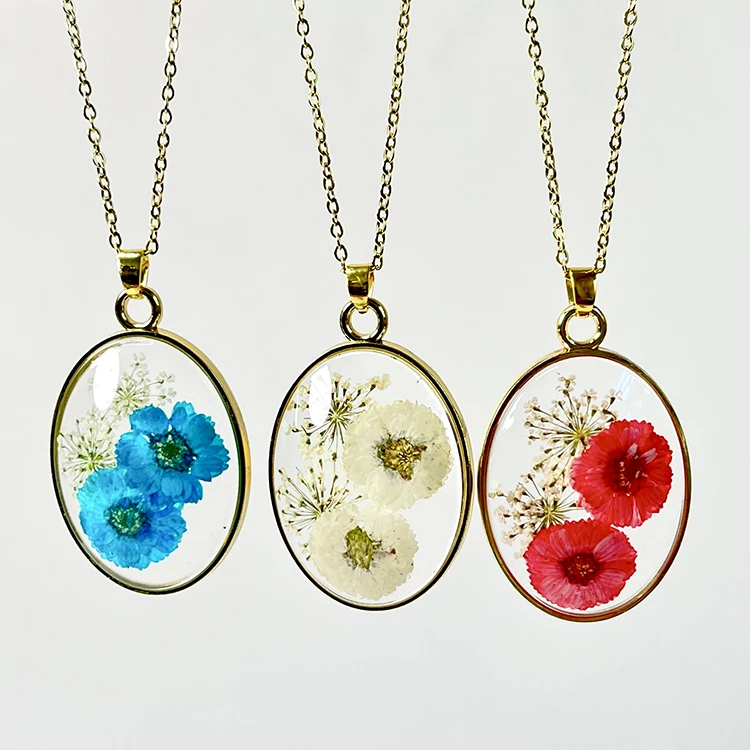 Natural Real Dried Flower Pendant Necklace Blue Details about   Handmade Boho Floral Necklace 