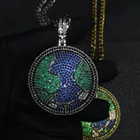 Indian Necklace New Full Zircon Diamond Rotatable Earth Pendant Indian Long Cellphone Strap Necklace
