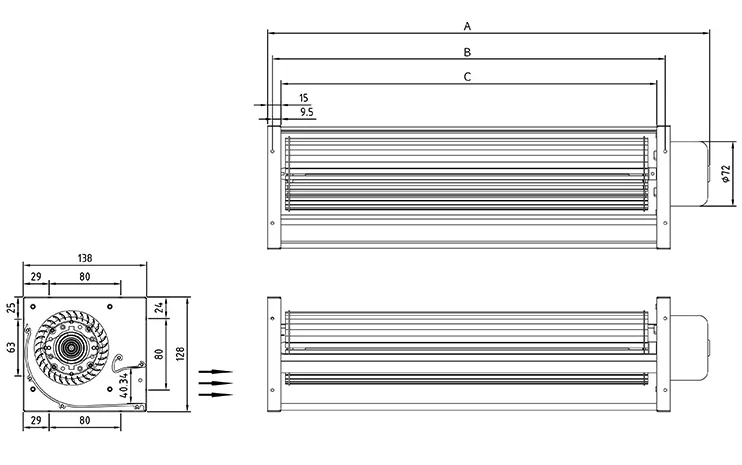 Tangential Fan, 24V, 80mm, Stainless, Steel - detail 6