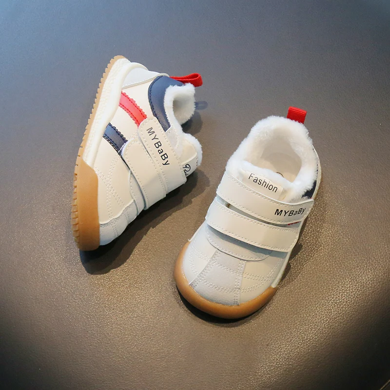 Newest Winter Walking Kids Shoes Soft Rubber Soled Sneakers Plush Fleece Toddler Baby Shoes details