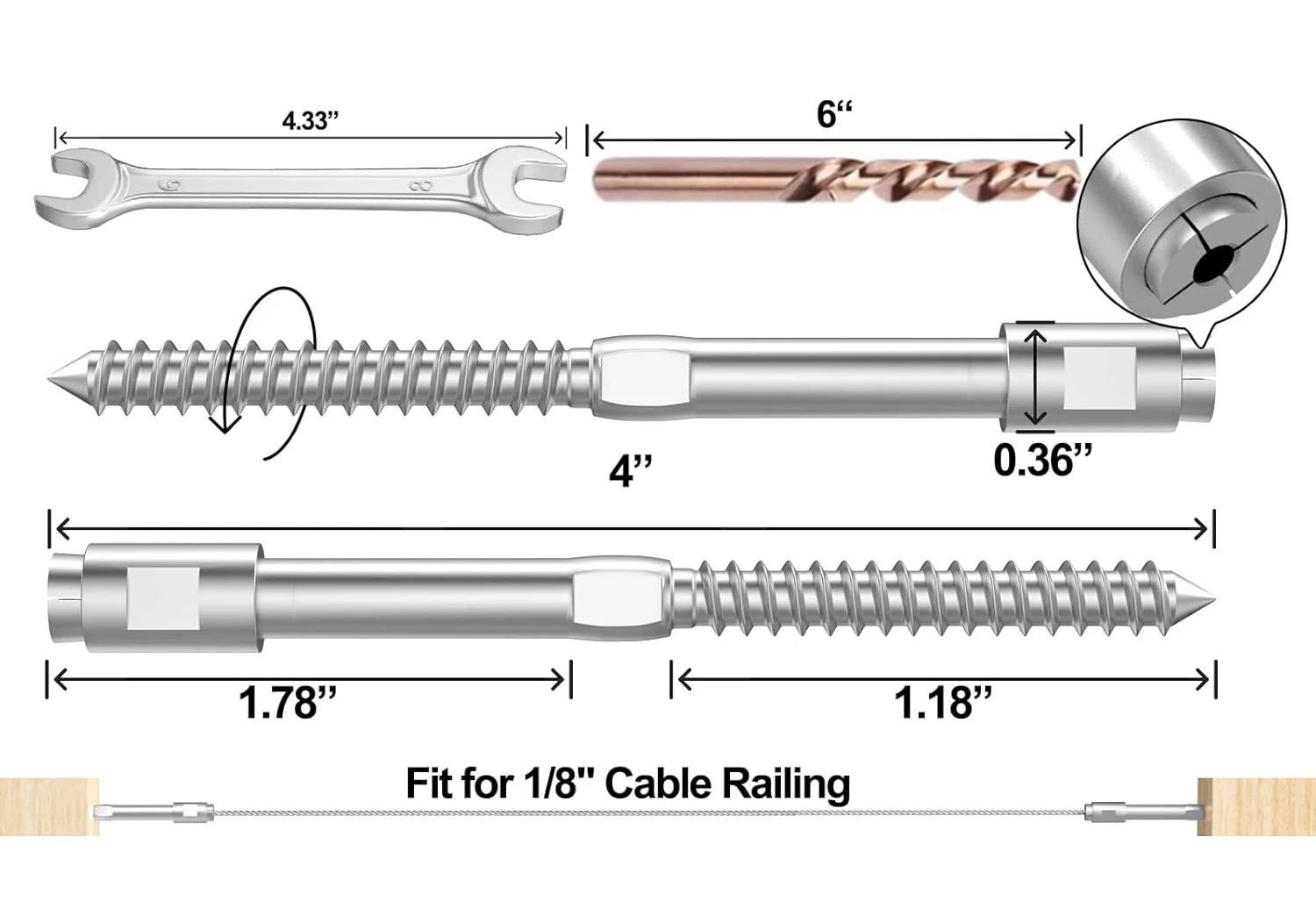 Industrial Grade Toothless Locking Screw Terminal for Easy Installation in Cable Railing Systems