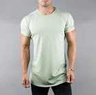 T Shirt China Suppliers Men's Rolled Sleeves Muscle Fitness Gym T Shirt With Scoop Bottom