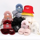 Fashion Brands Fashion Furry Fur Purses And Hat Set Designer Handbags Famous Brands 2021 Purses And Handbags For Women