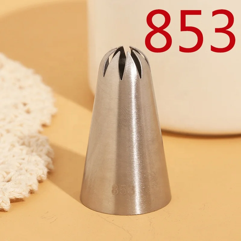 853# Medium Size Metal Cake Nozzles Baking Pastry Tools Cookies Chocolate Confectionary Decorating Tips Flower Design Spout