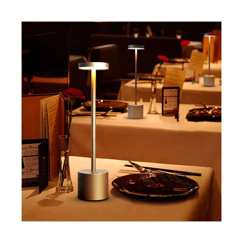 Amelech Aluminum Alloy 1800mAh Cordless Led Touch Bedside Outdoor Bar Modern Wireless Led Table Lamp with usb Recharge