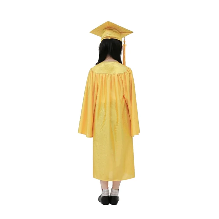 School Uniform Gold Children Shiny Graduation Cap Gown Kid Graduation Gowns and Caps factory