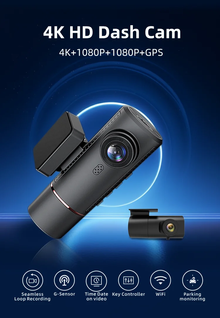 4k Dash Cam with Wifi Gps Car Dvr 3 Camera 4k+1080P+1080P Dash Cam 3 Channel 64Gb Black Box F1.8 with 3 Inches LCD for Agent details