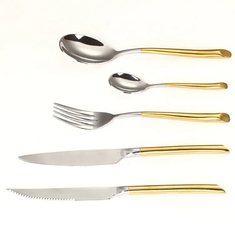 Restaurant Hotel Stainless Steel 304 Cutlery Set Home Decor Brushed Knife Spoon Fork Wedding Fashion Gold Hammered Cutlery