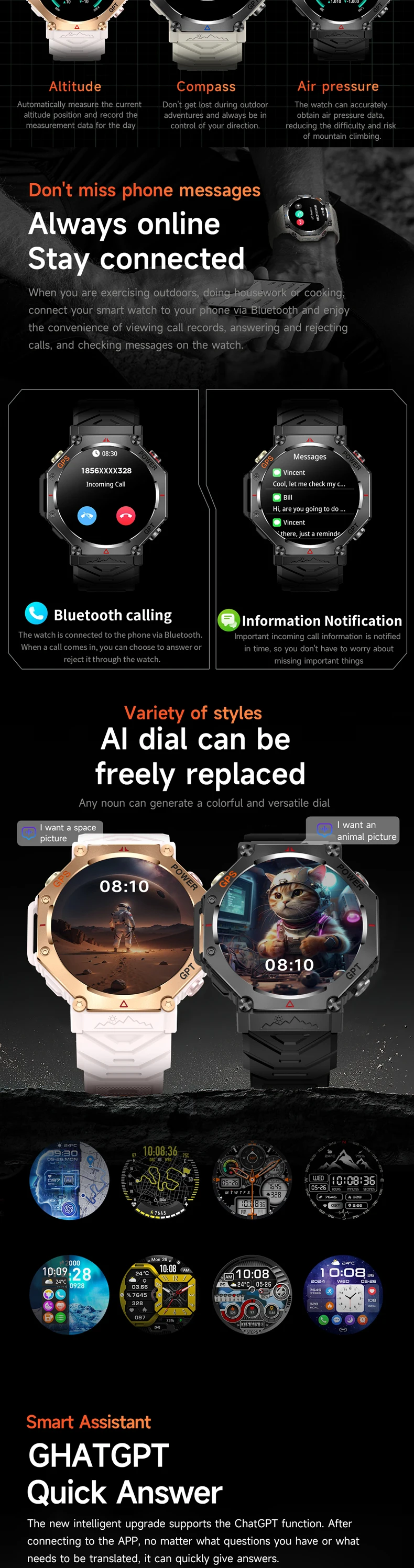 product cheap dafit gps smart watch kc91 zinc alloy case 530mah battery ai watch dials dagpt gps training 3atm waterproof smartwatch-2