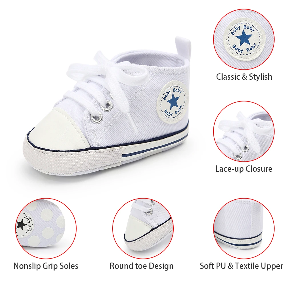 Hot Selling Designer wholesale Canvas Shoes Newborn Sneaker First Walker Crib Baby Shoes