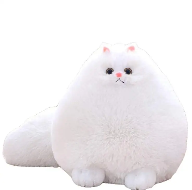 Kids Cat Stuffed Animal Toys Gift Plush Cat Animal Baby Doll,Fat White Plush Cat,12 Inches Soft Cushion