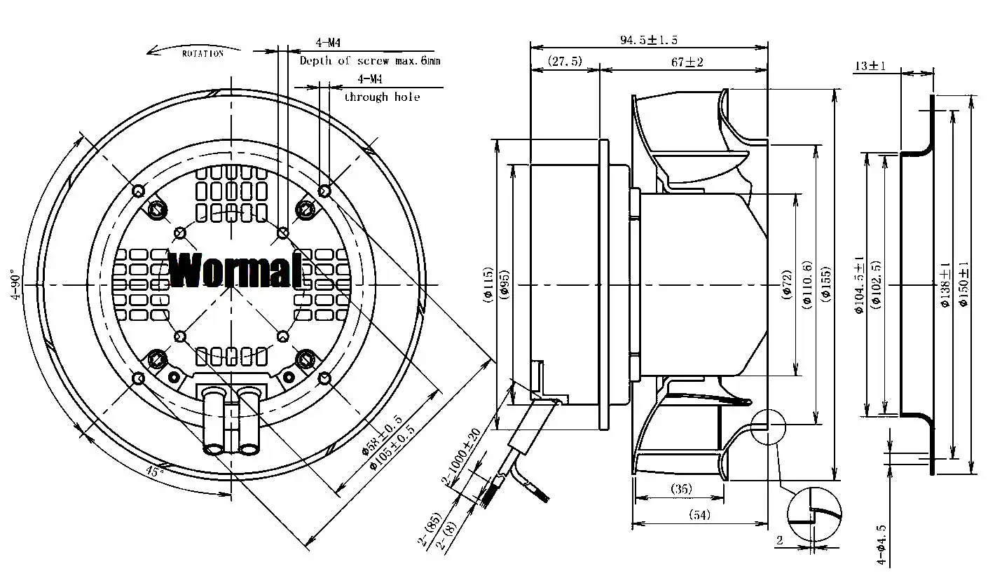 Centrifugal Blower, 155mm, Radial - detail 12