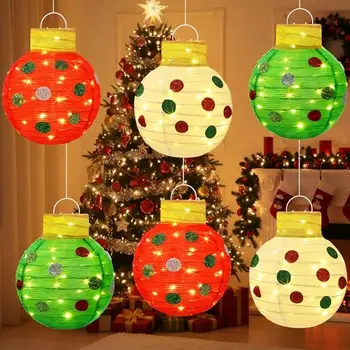 Nicro Factory Wholesale 6pcs Christmas LED Light Ball with Colored Polka Dots Party Outdoor Yard Collapsible Pop up Ornament