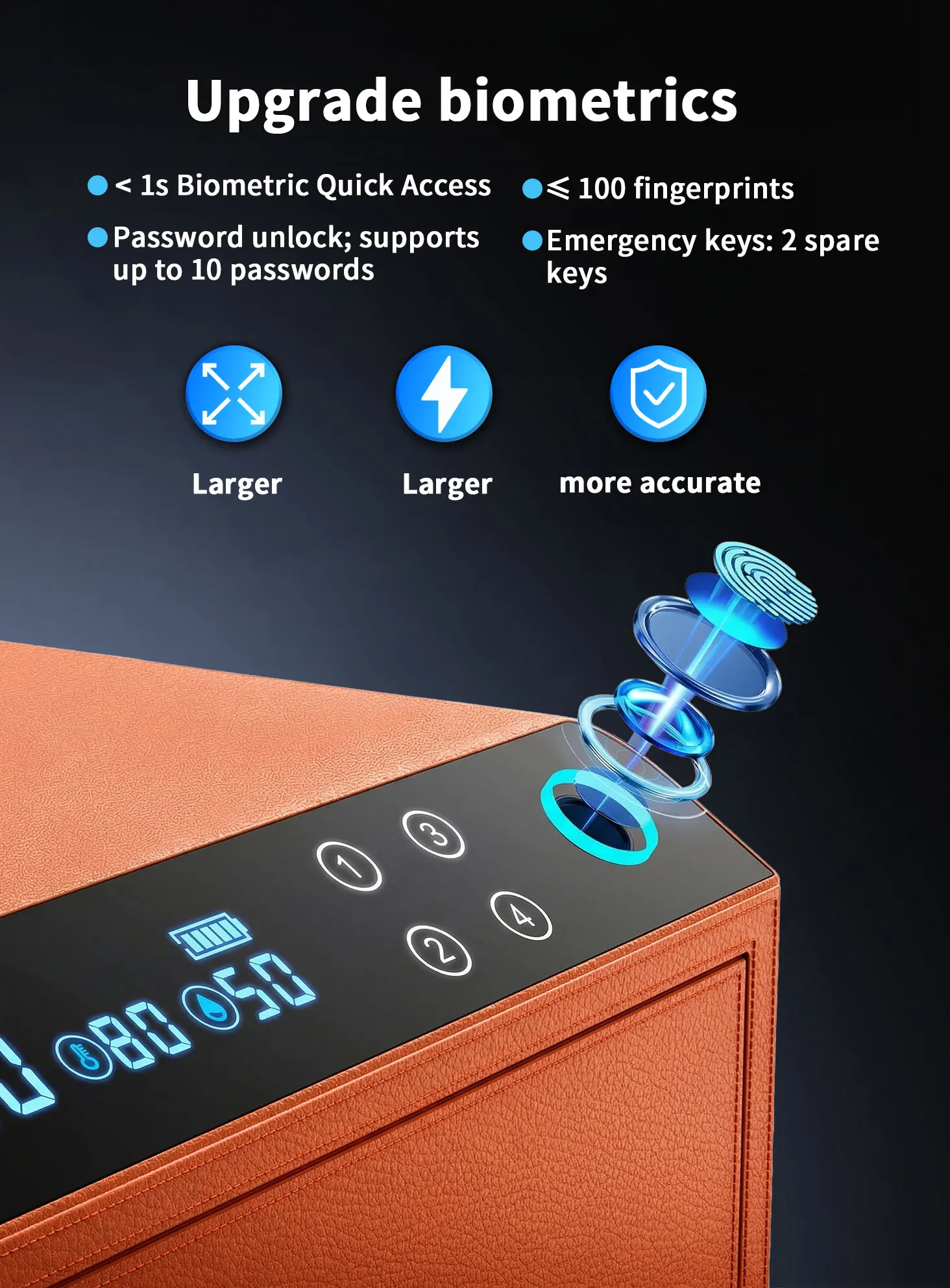 dr 1273 ft ceqsafe smart high quality leather 3 layers anti theft safe box intelligent fingerprint entry for home jewelry wardrobe storage-7