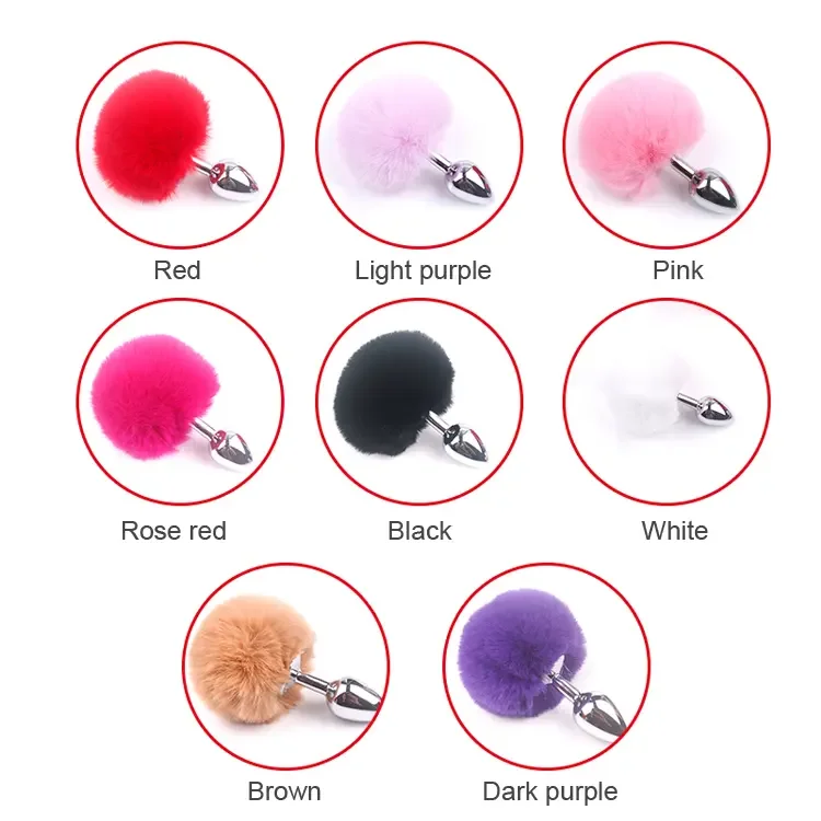 12 Colors Fox Tail Butt Plug Rabbit Tail Metal Anal Plug Masturbator