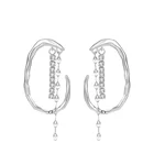 Drop Silver Earrings 925 Sterling Women Jewelry Crystal Drop Charm Silver Hoop Earrings