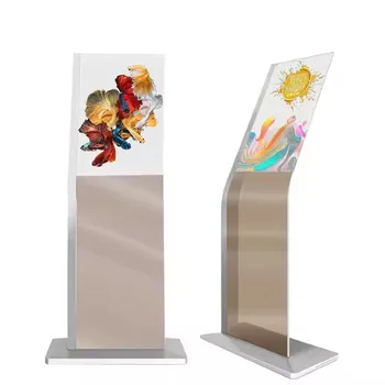 30 55 Inch Standing Floor Transparent Indoor OLED Display Touch Screen Ultra Thin See Through OLED Transparent Screen