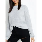 Sweater Knit Custom Jumper Design Plain Sweater Round Neck Long Sleeve Waffle Knit Sweater