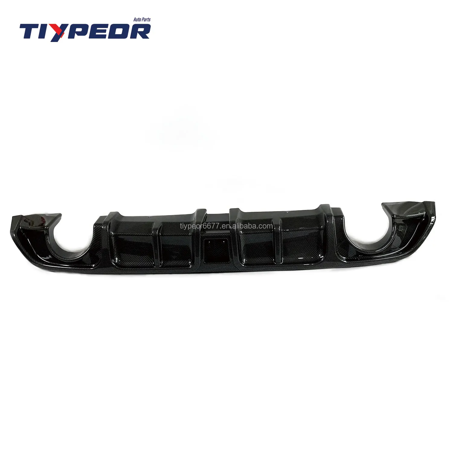 product tiypeor rear bumper diffuser spoiler for infiniti q60 2017 2022 gloss black rear bumper lip diffuser shark fins spoiler-3