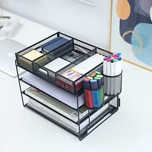 Hot Sales 3 Tier Desk Accessories Organizer Mesh Holder Desk File Document Letter Tray Organizer For Office