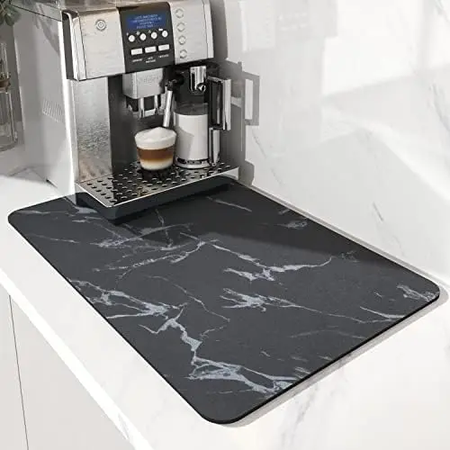 Coffee Mat Rubber Backed Absorbent Dish Drying Mat Kitchen Counter Coffee Maker Accessory Dish Rack Hide Stain Bar