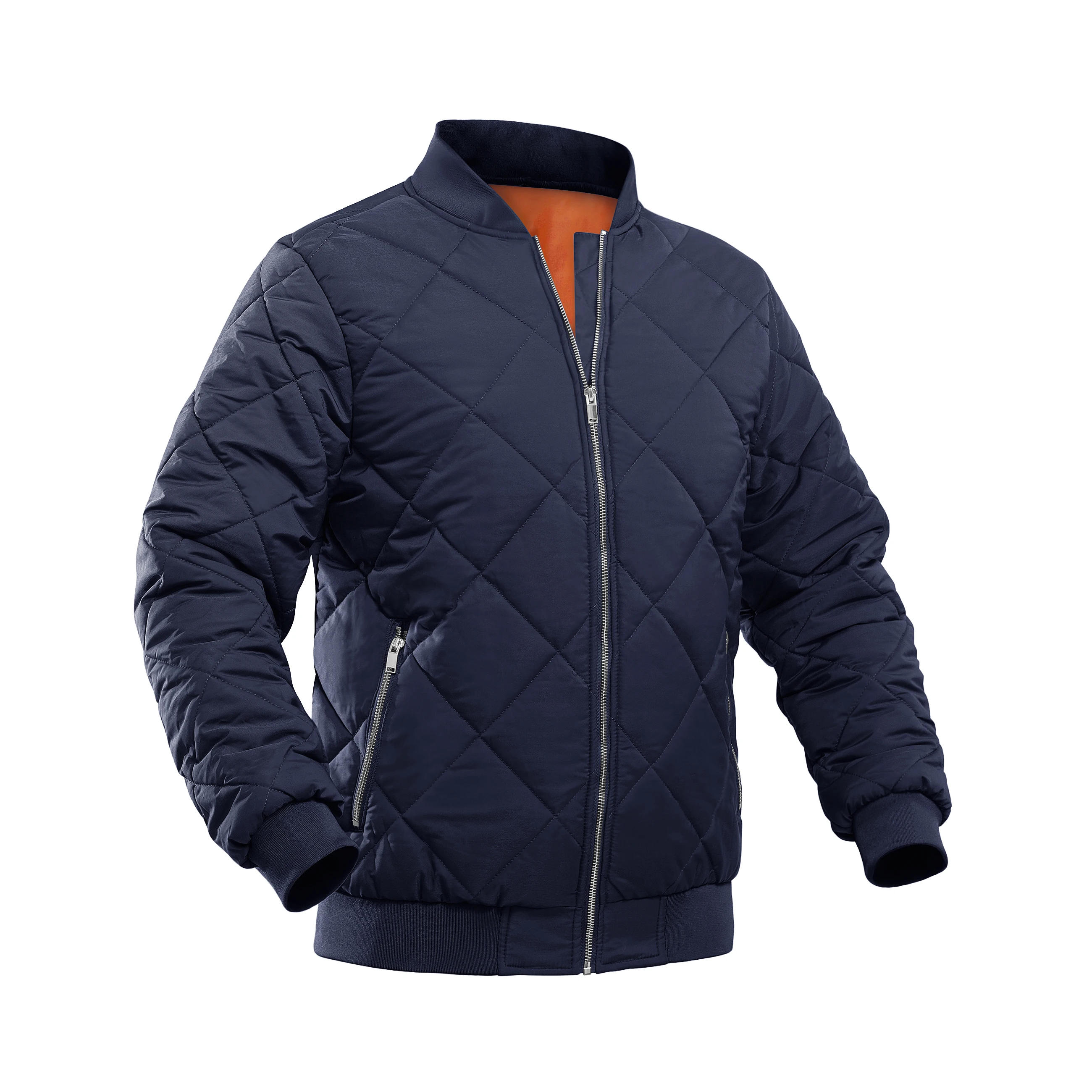 Men's Winter Thick Bomber Jacket Windproof Flying Jacket Casual Zipper Pockets Coat