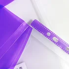 A4 Plastic File Folder Jelly Purple Color Storage Bag Exam Paper Organizer With Label Pocket