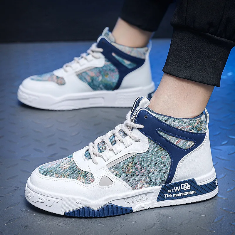 Men's Shoes Spring 2024 New Casual Trend Korean Edition Versatile Little White Shoes High Top Sports Board Shoes for Men